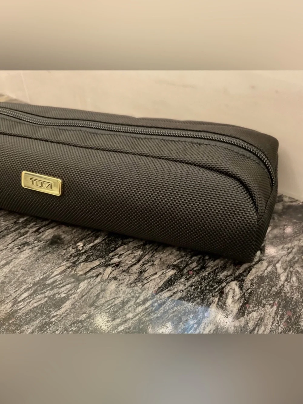 NEW - TUMI Zippered Pencil Case - Cord Pouch - Ballistic Nylon - BLACK w/ GOLD
